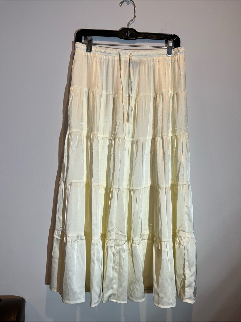 Lioness Cream Tiered Maxi Skirt with Drawstring Waist